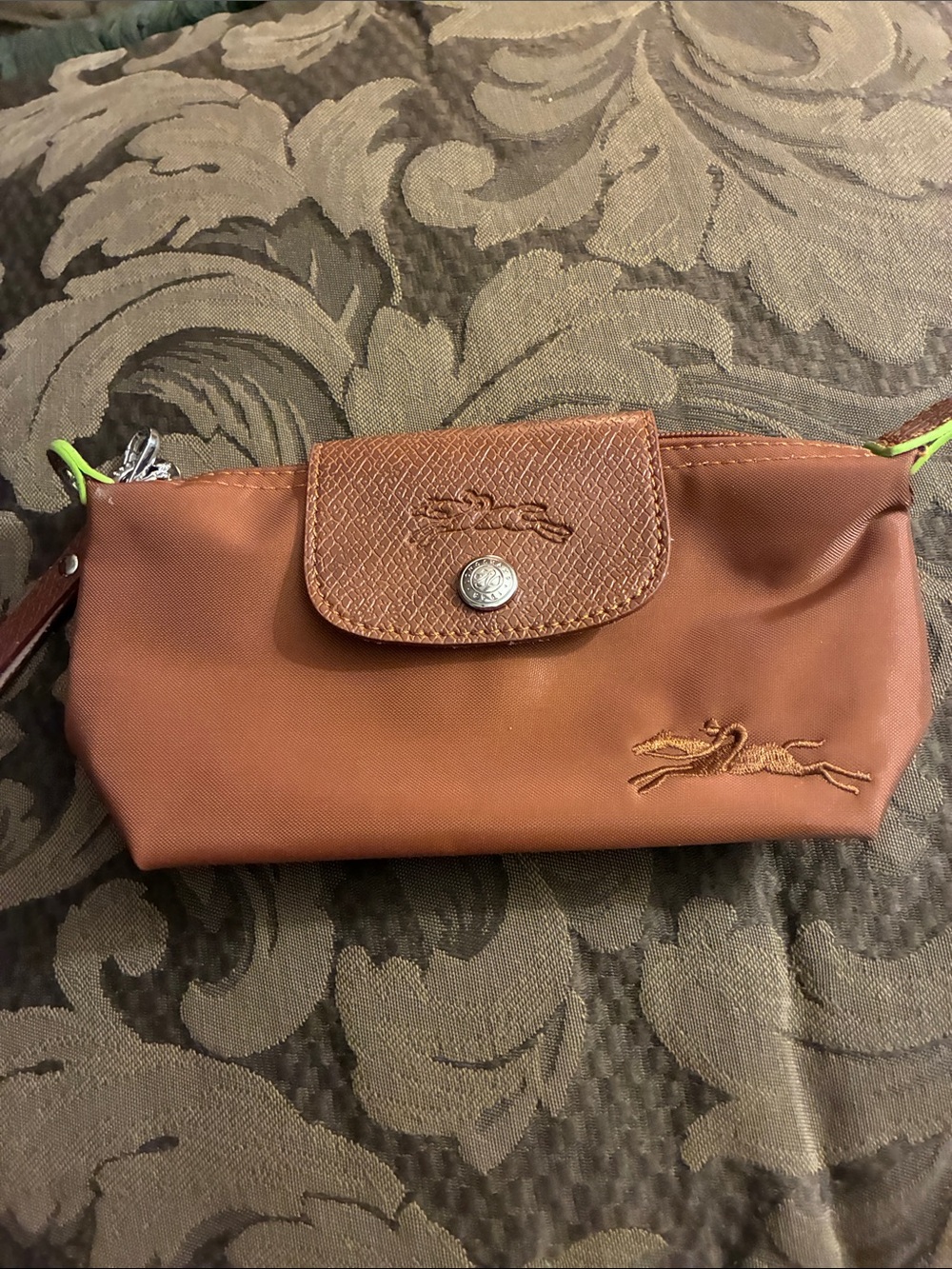 Brown Nylon Wristlet Pouch